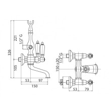 Смеситель для душа с ручным душем золото 24 карат, ручки Swarovski Nero Cezares Diamond DIAMOND-D-03/24-Sw-N
