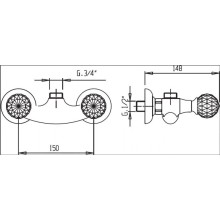 Смеситель для душа бронза, ручки Swarovski Cezares Atlantis ATLANTIS-DS-02-Sw