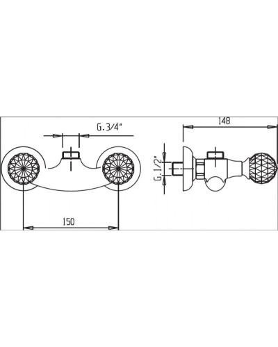 Смеситель для душа бронза, ручки Swarovski Cezares Atlantis ATLANTIS-DS-02-Sw