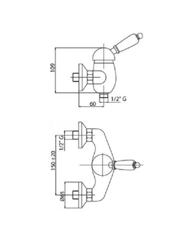 Смеситель для душа с ручным душем золото 24 карат, ручка Swarovski Cezares Vintage VINTAGE-D-03/24-Sw