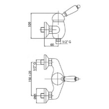 Смеситель для душа с ручным душем хром, ручка Swarovski Nero Cezares Vintage VINTAGE-D-01-Sw-N