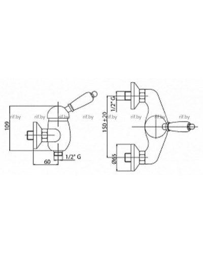 Смеситель для душа золото 24 карат, ручка Swarovski Nero Cezares Vintage VINTAGE-DM-03/24-Sw-N
