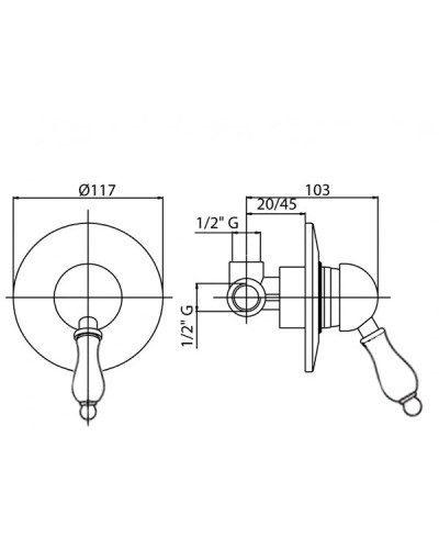 Смеситель для душа бронза Cezares Venezia VENEZIA-DIM-02-Bi