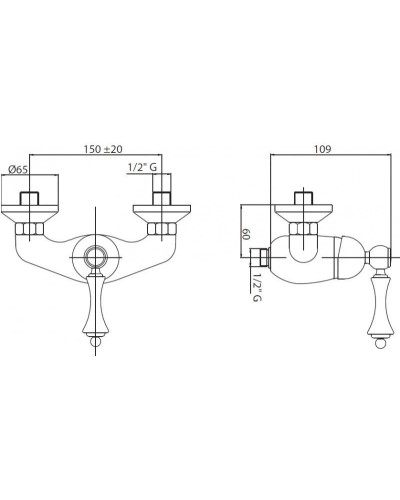 Смеситель для душа с ручным душем бронза, ручка белая Cezares Margot MARGOT-DDM-02-Bi