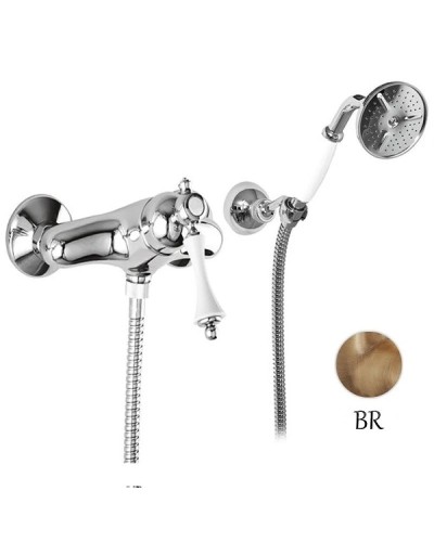 Смеситель для душа с ручным душем бронза, ручка белая Cezares Margot MARGOT-DDM-02-Bi