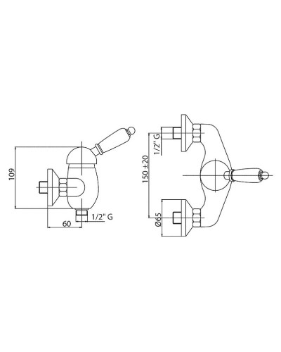 Смеситель для душа бронза, ручка орех Cezares Elite ELITE-DM-02-Nc