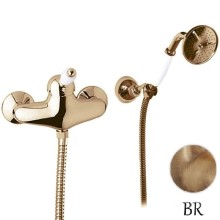 Смеситель для душа в комплекте с ручным душем бронза, ручка белая Cezares Elite ELITE-D-02-Bi