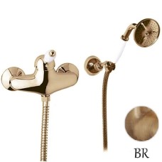 Смеситель для душа в комплекте с ручным душем бронза, ручка белая Cezares Elite ELITE-D-02-Bi