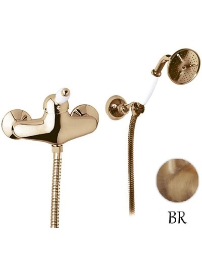 Смеситель для душа в комплекте с ручным душем бронза, ручка белая Cezares Elite ELITE-D-02-Bi