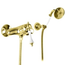 Смеситель для душа с ручным душем золото 24 карат, ручка белая Cezares Margot MARGOT-DDM-03/24-Bi