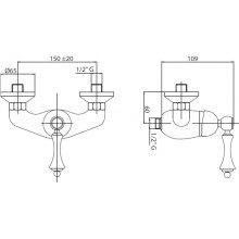 Смеситель для душа с ручным душем золото 24 карат, ручка белая Cezares Margot MARGOT-DDM-03/24-Bi