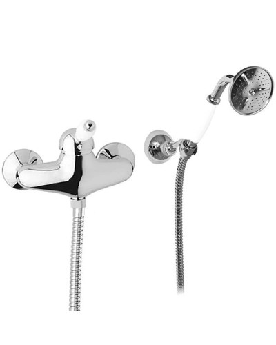 Смеситель для душа в комплекте с ручным душем хром, ручка белая Cezares Elite ELITE-D-01-Bi