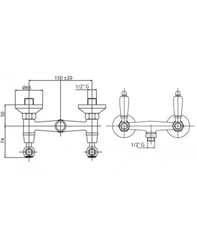 Смеситель для душа золото 24 карат, ручки белые Cezares First FIRST-DS-03/24-Bi