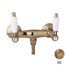 Смеситель для душа бронза, ручки белые Cezares First FIRST-DS-02-Bi