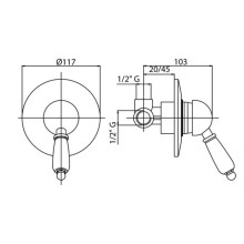 Смеситель для душа бронза, ручка белая Cezares Elite ELITE-DIM-02-Bi