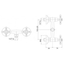Смеситель для душа золото 24 карат, ручки золото 24 карат Cezares Golf GOLF-DS-03/24