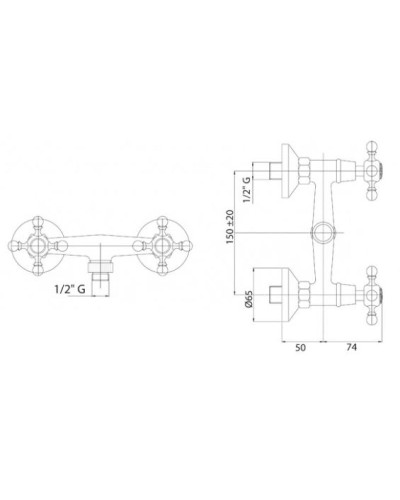 Смеситель для душа бронза, ручки бронза Cezares Golf GOLF-DS-02