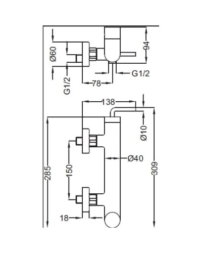 Смеситель для душа хром, ручка хром Cezares Eco ECO-DM-01-Cr