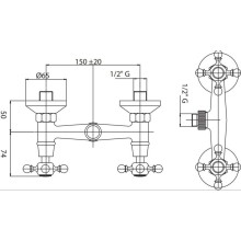 Смеситель для душа золото 24 карат Cezares Lord LORD-DS-03/24