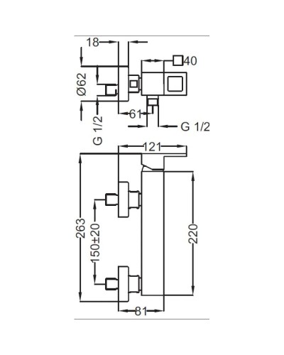 Смеситель для душа хром, ручка хром Cezares Molveno MOLVENO-DM-01-Cr