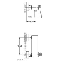 Смеситель для душа хром, ручка хром Cezares Baden BADEN-D-01