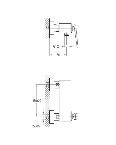 Смеситель для душа хром, ручка хром Cezares Baden BADEN-D-01