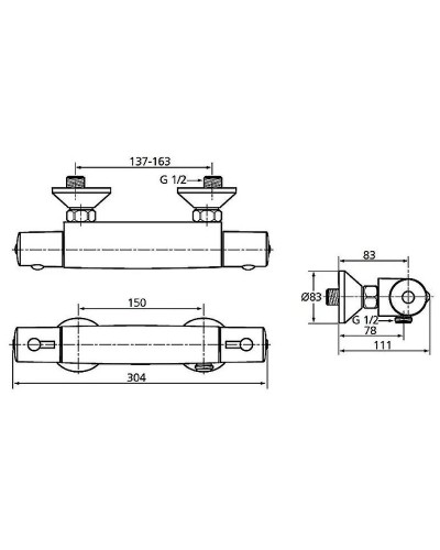 Смеситель для душа Ideal Standard Ceratherm 50 A6367AA с термостатом Хром