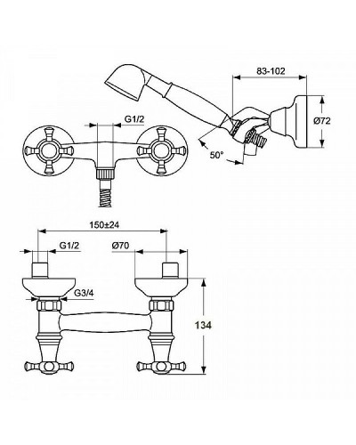Смеситель для душа Ideal Standard Reflection B9659LS Хром Золото