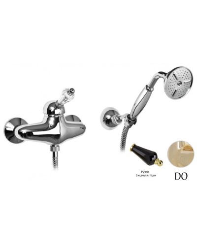 Смеситель для душа с ручным душем золото 24 карат, ручка Swarovski Nero Cezares Vintage VINTAGE-D-03/24-Sw-N