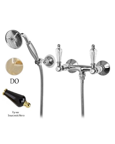 Смеситель для душа с ручным душем золото 24 карат, ручки Swarovski Nero Cezares Diamond DIAMOND-D-03/24-Sw-N
