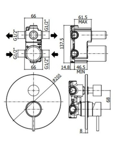 Смеситель для душа Paffoni Light LIG018NO Черный матовый
