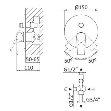 Смеситель для душа Cezares Nautic NAUTIC-VDIM-NOP Черный матовый