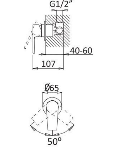 Смеситель для душа Cezares Nautic NAUTIC-DIM-NOP Черный матовый