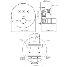 Смеситель для душа WasserKRAFT Dinkel 5844 с термостатом Хром