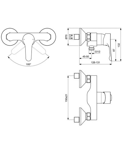 Смеситель для душа Ideal Standard Dot 2.0 BC325AA Хром