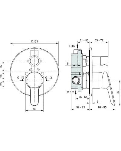 Смеситель для душа Ideal Standard Dot 2.0 A7165AA Хром