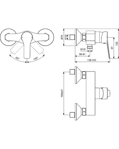 Смеситель для душа Ideal Standard Entella BC235AA Хром