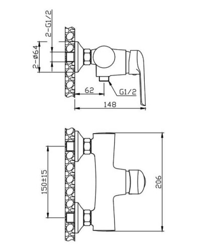 Смеситель для душа Orange Tony M54-200Gr Графит