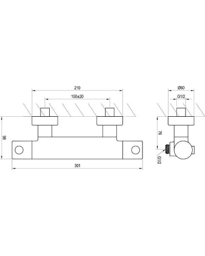 Смеситель для душа Ravak Puri PU 033.00/150 X070116 с термостатом Хром