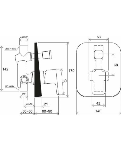 Смеситель для душа Ravak 10° Free-TD F 061.00 X070134 Хром