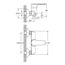 Смеситель для ванны Orange Sofi M43-200cr Хром