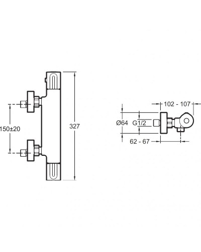 Смеситель для душа Jacob Delafon Metro E24394-CP с термостатом Хром