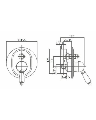 Смеситель для душа Cezares Venezia VENEZIA-VDIM-03/24-Bi Золото 24 карата