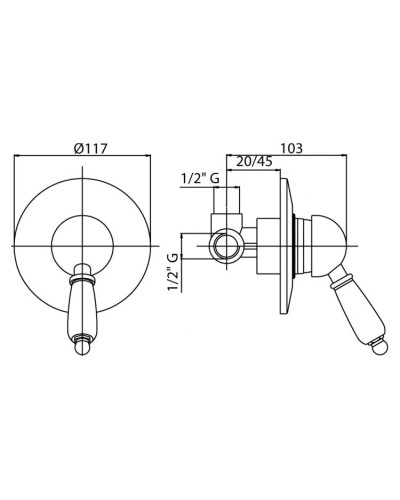 Смеситель для душа Cezares Vintage VINTAGE-DIM-01-Sw Хром