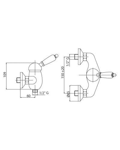 Смеситель для душа Cezares Vintage VINTAGE-DM-03/24-Sw Золото 24 карата