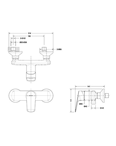 Смеситель для душа Bravat Rhein F9429564CP-01-ENG Хром
