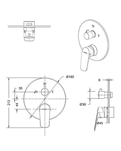 Смеситель для душа Bravat Rhein PB8429564BW-3-ENG Черный матовый