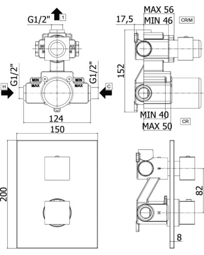 Смеситель для душа Paffoni Elle LEQ513NO/M с термостатом Черный матовый