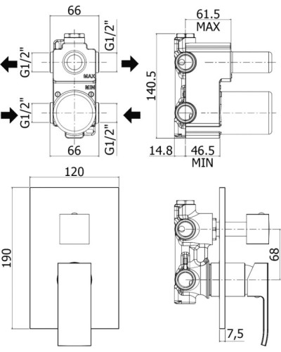 Смеситель для душа Paffoni Elle EL019NO/M Черный матовый