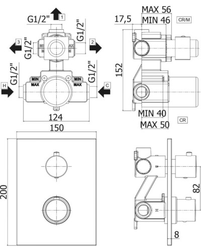 Смеситель для душа Paffoni Light LIQ519NO/M с термостатом Черный матовый